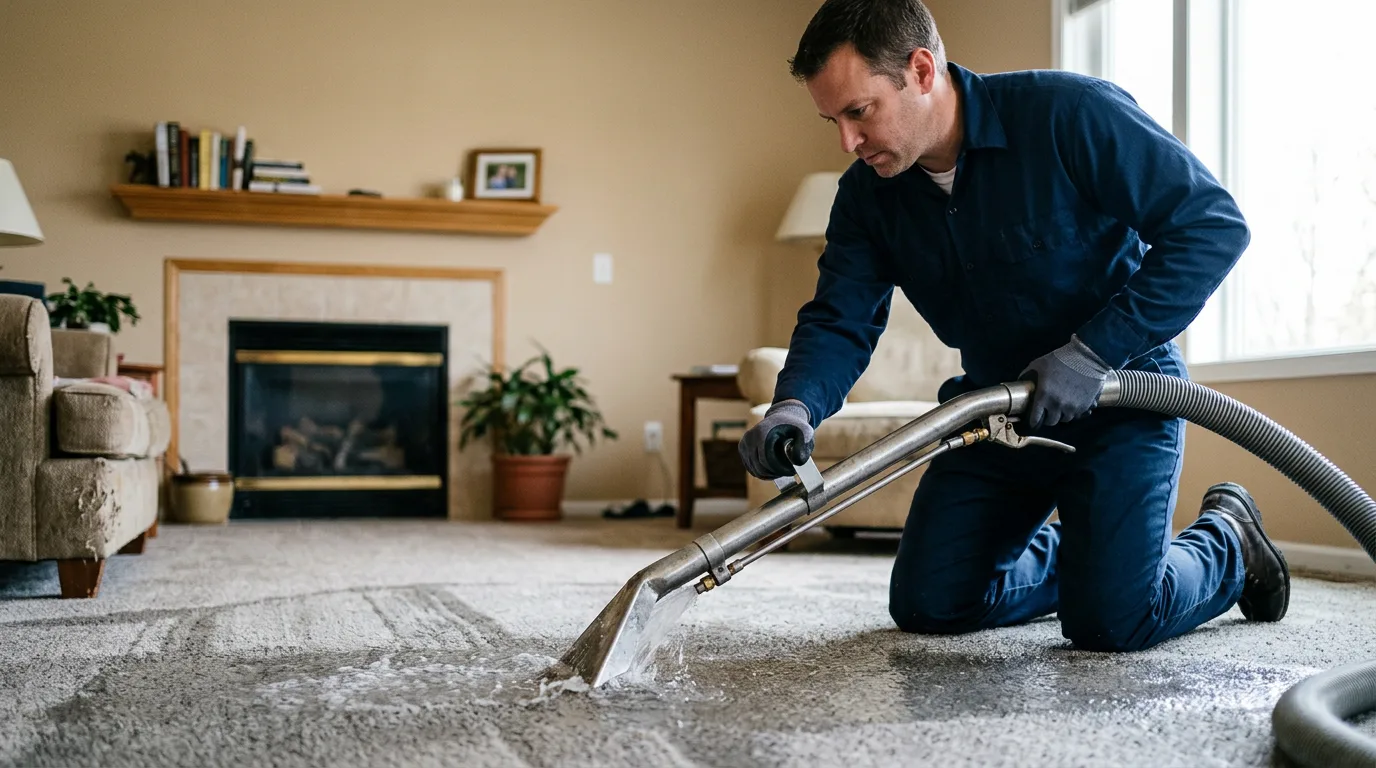 Water damage restoration technician working near Waupaca, WI